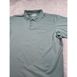 Columbia Polo Shirt XL Green Mens Short Sleeve Mesh Performance Outdoor Top